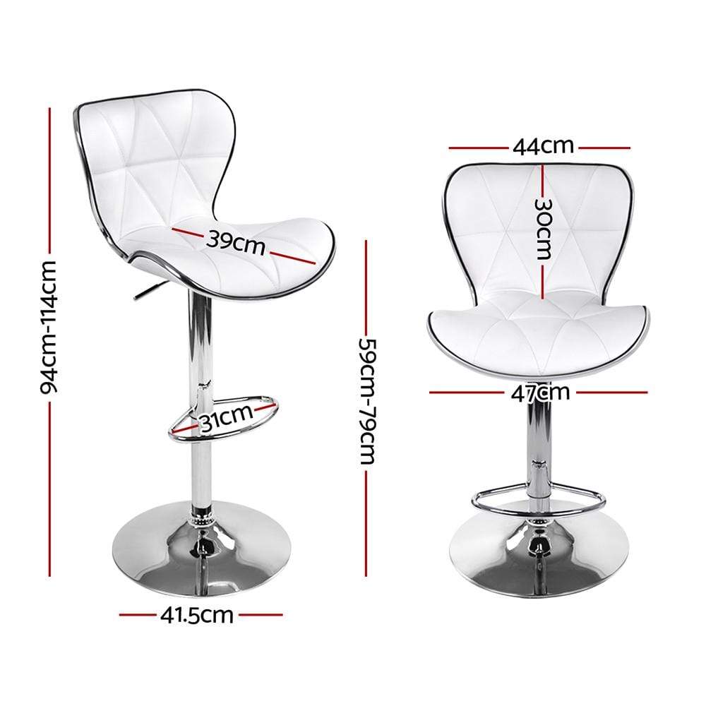 Artiss Set of 4 PU Leather Patterned Bar Stools - White and Chrome - Newstart Furniture