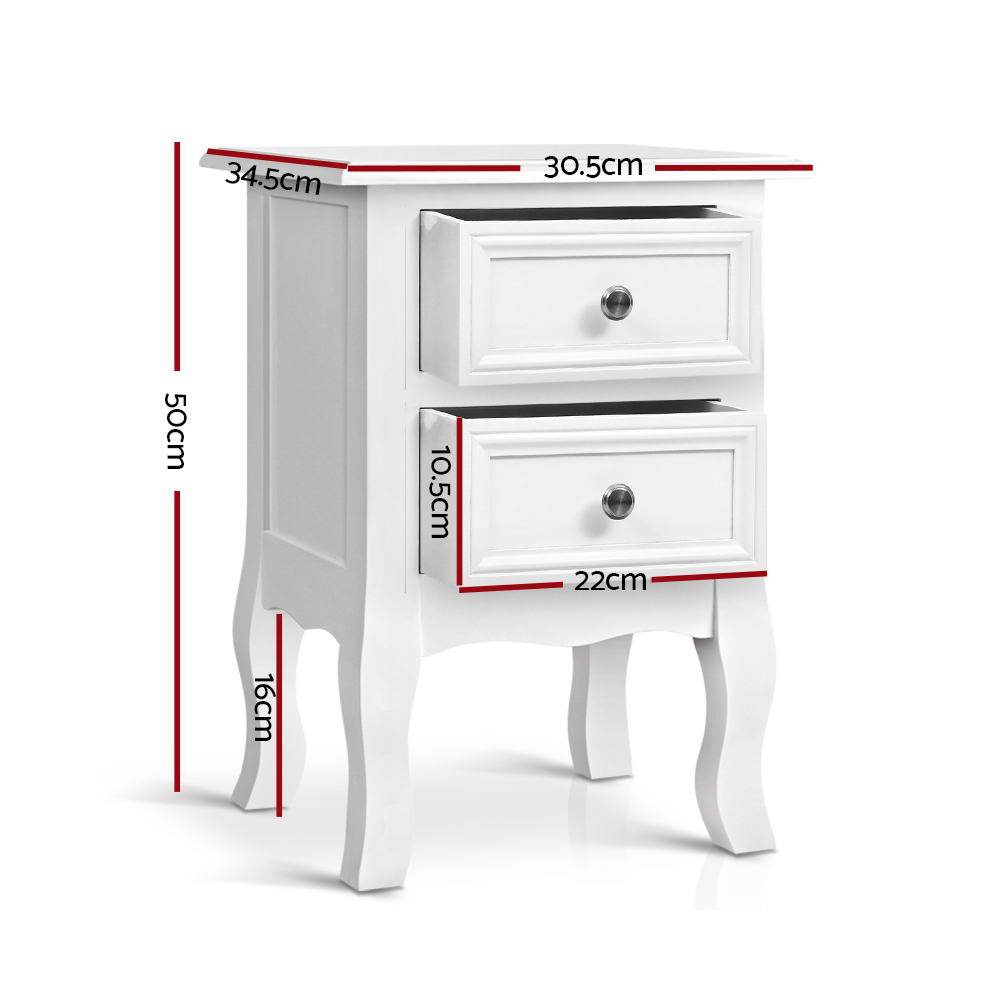 Artiss Bedside Tables Drawers Side Table French Storage Cabinet Nightstand Lamp - Newstart Furniture