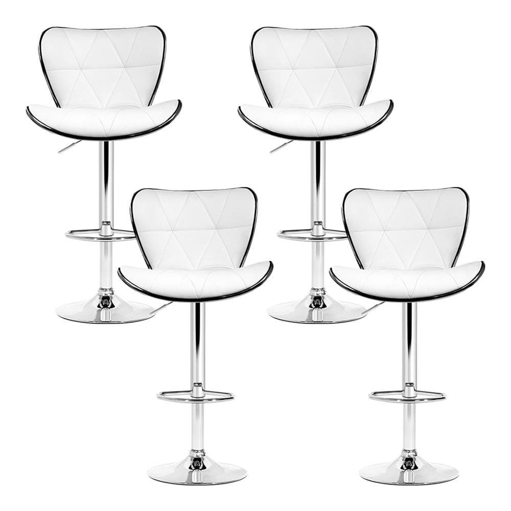 Artiss Set of 4 PU Leather Patterned Bar Stools - White and Chrome - Newstart Furniture