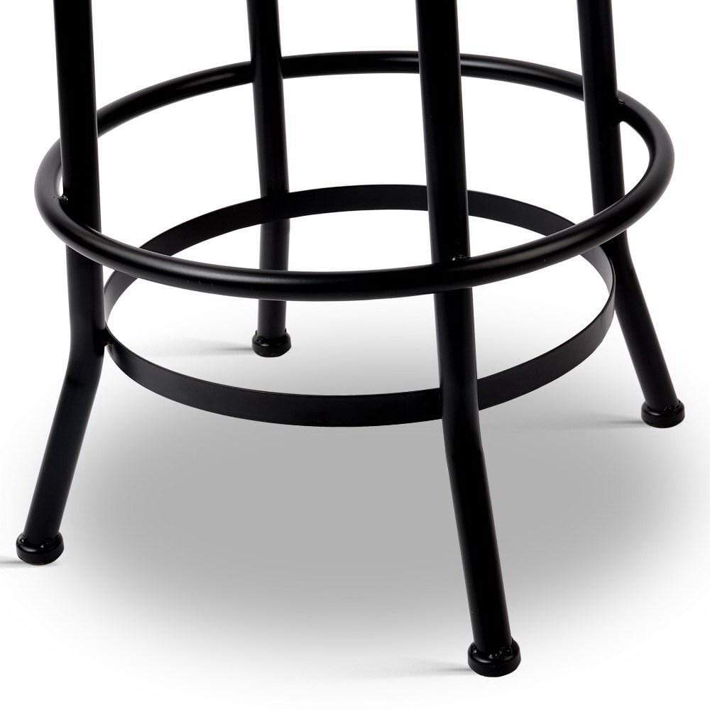 Artiss Set of 2 Bar Stool Industrial Round Seat Wood Metal - Black and Brown - Newstart Furniture