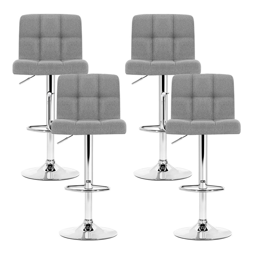 Artiss Set of 4 Fabric Swivel Bar Stools - Grey - Newstart Furniture