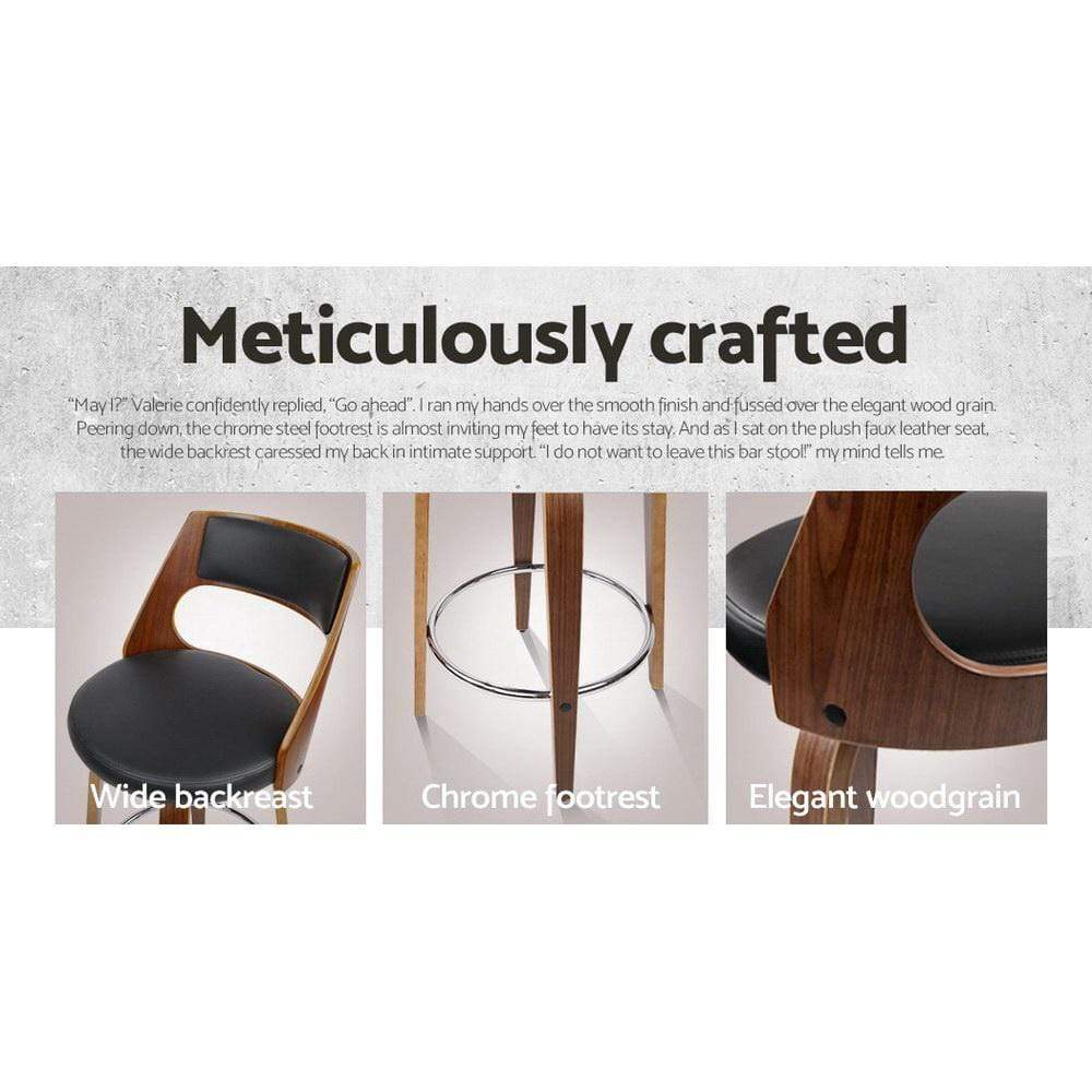 Artiss Set of 4 Wooden Bar Stools PU Leather - Black and Wood - Newstart Furniture