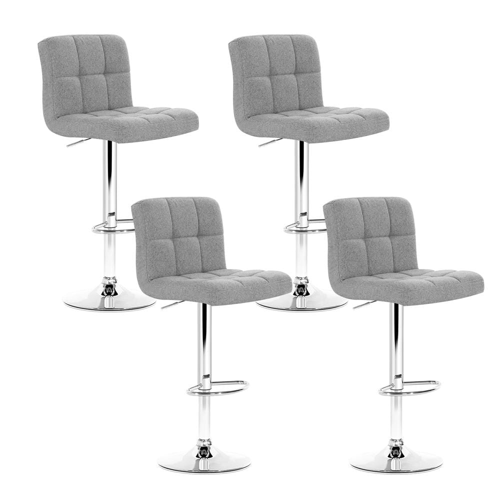 Artiss Set of 4 Fabric Swivel Bar Stools - Grey - Newstart Furniture