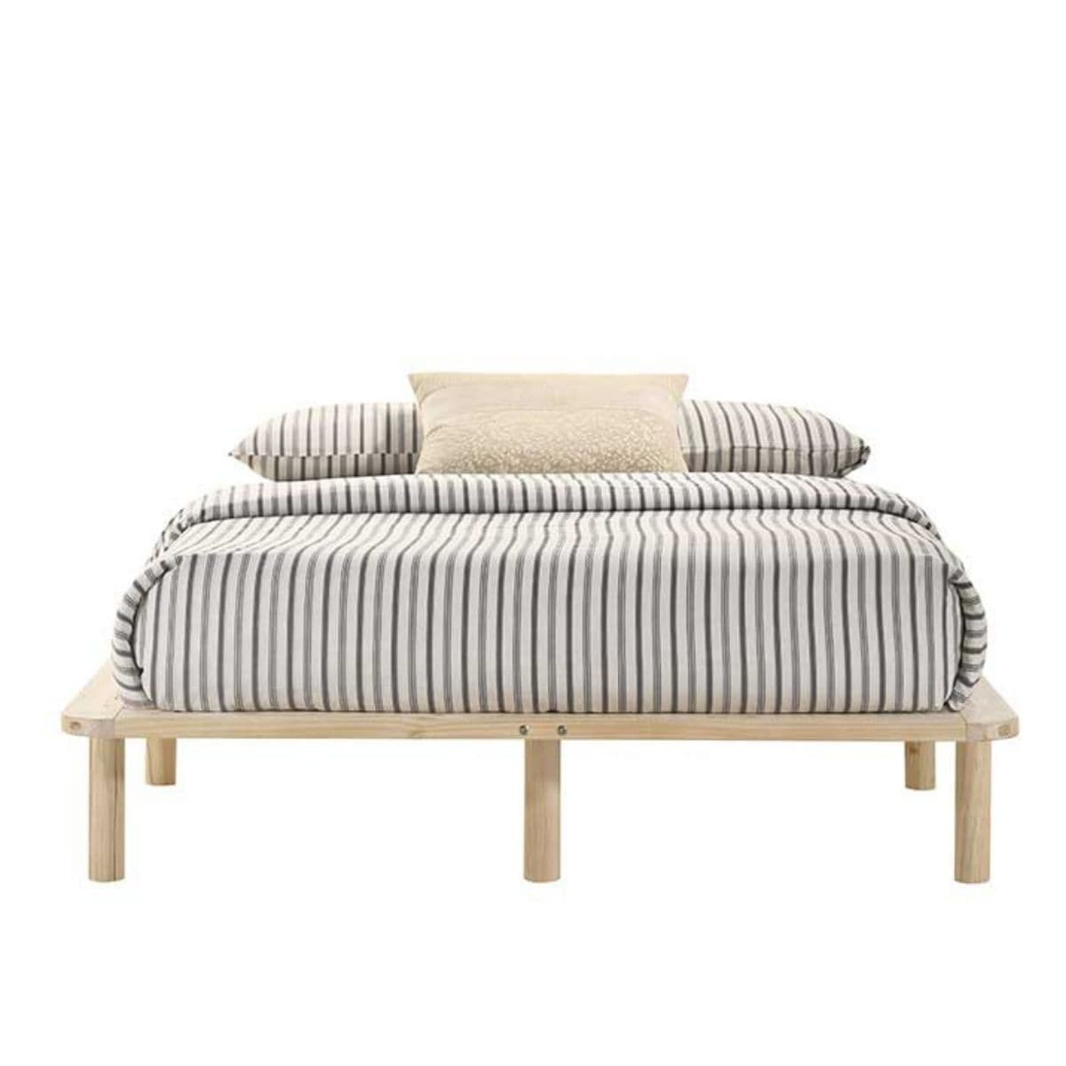 Platform Bed Base Frame Wooden Natural Double Pinewood - Newstart Furniture