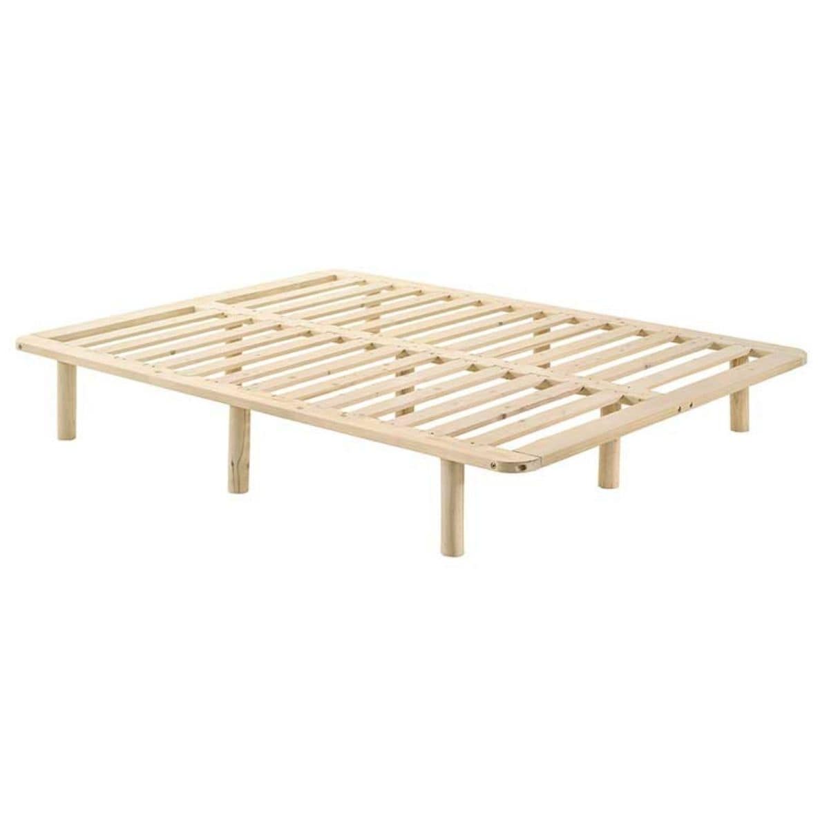 Platform Bed Base Frame Wooden Natural Double Pinewood - Newstart Furniture