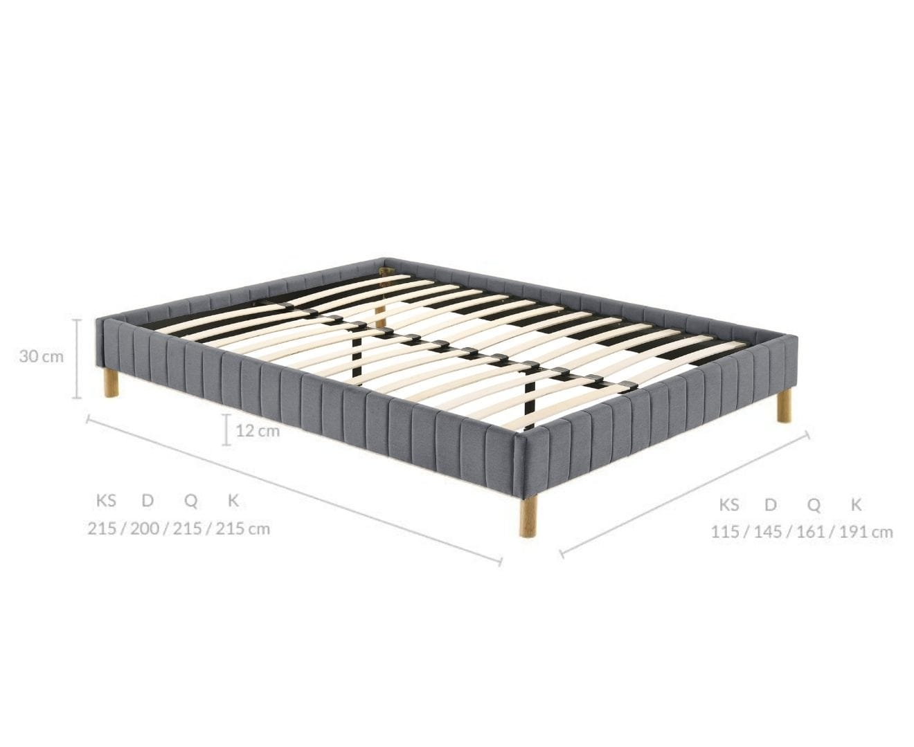 Aries Contemporary Platform Bed Base Fabric Frame with Timber Slat King in Light Grey - Newstart Furniture