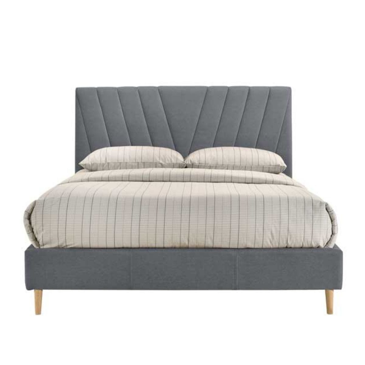Modern Contemporary Upholstered Fabric Platform Bed Base Frame King Light Grey - Newstart Furniture