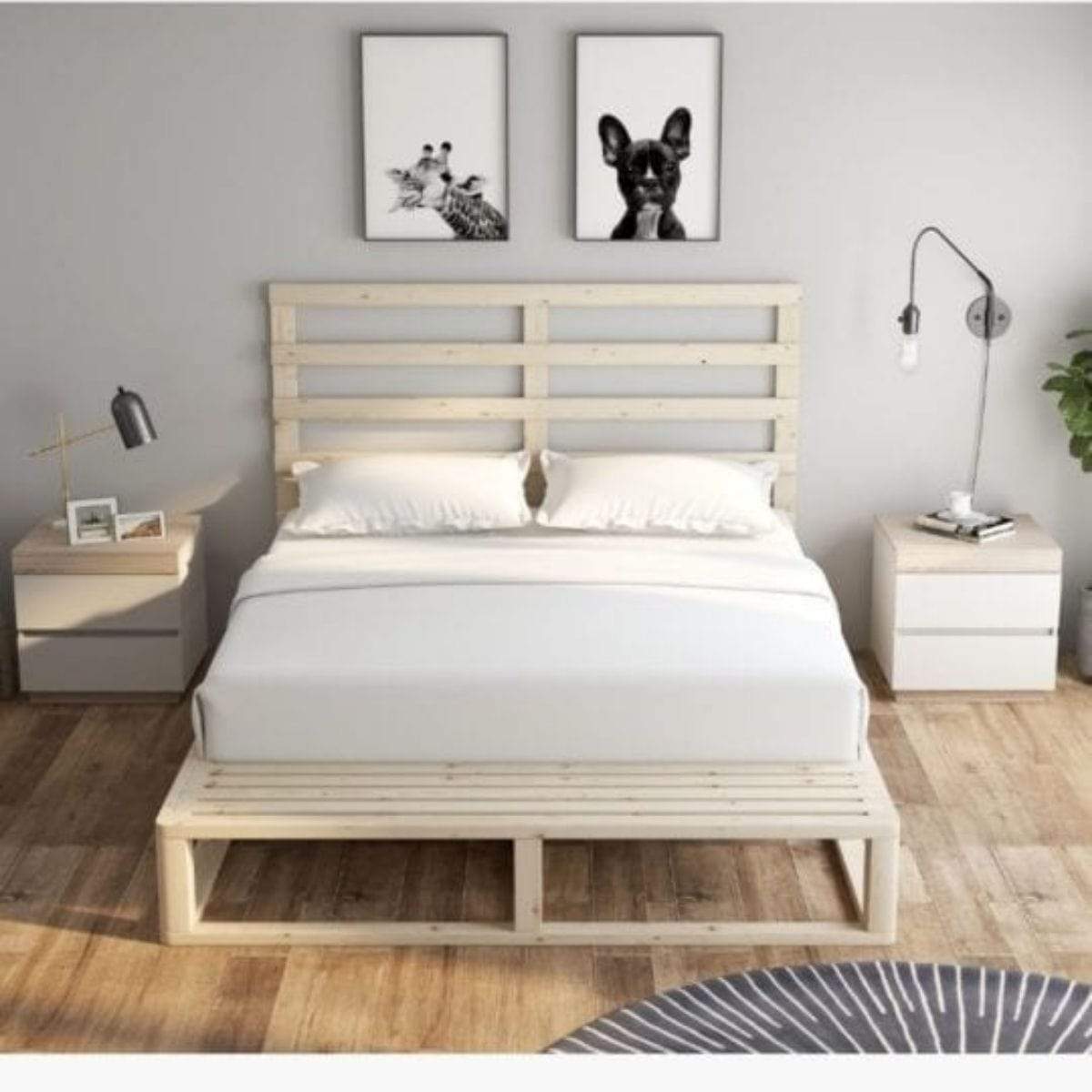 Industrial Coastal Pallet Bed Frame Bed Base King Single - Newstart Furniture
