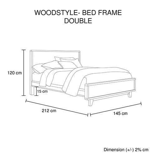 Woodstyle Bedframe Double Size Antique Light Brown - Newstart Furniture