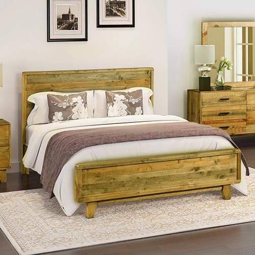 Woodstyle Bedframe Double Size Antique Light Brown - Newstart Furniture