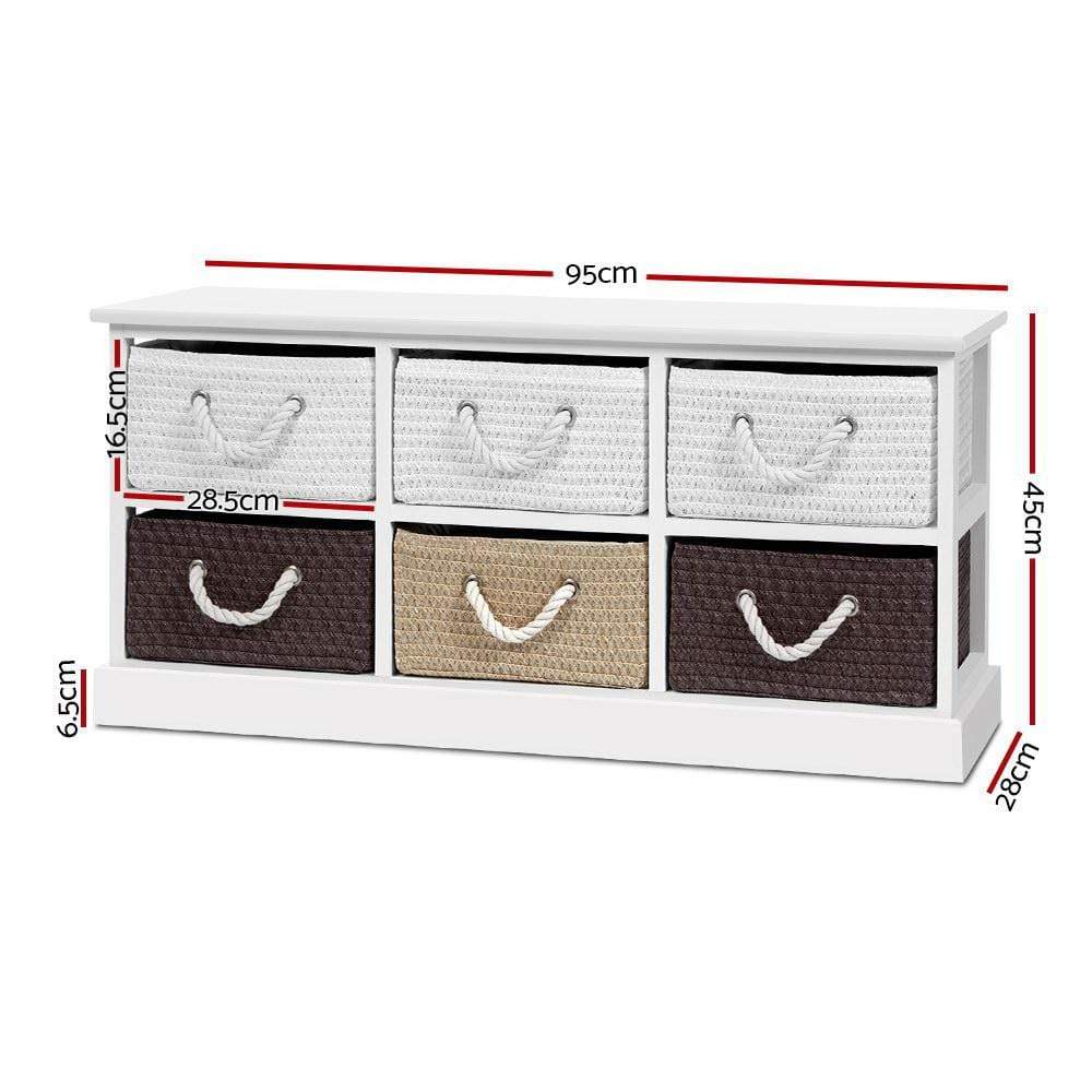 Artiss Storage Bench Shoe Organiser 6 Drawers Chest Cabinet Rack Box Shelf Stool - Newstart Furniture