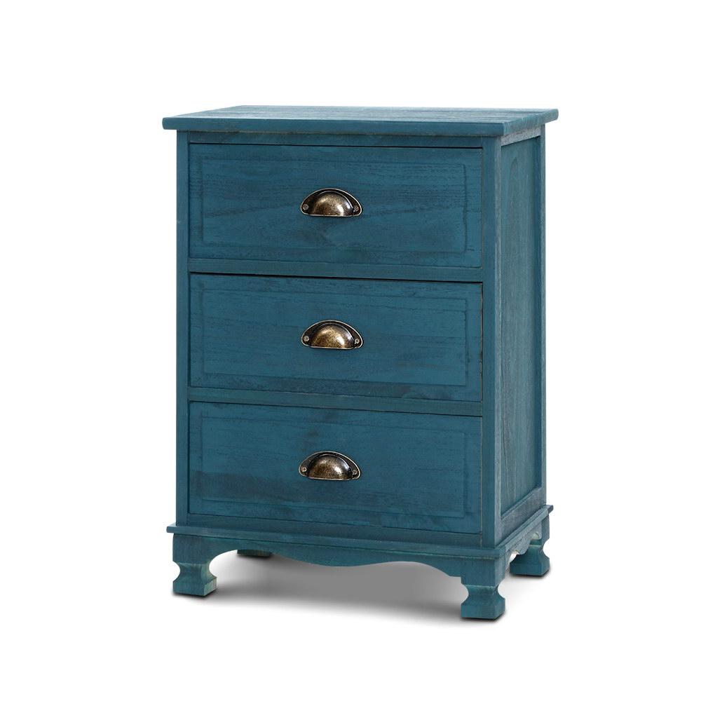 Artiss Bedside Tables Drawers Side Table Cabinet Vintage Blue Storage Nightstand - Newstart Furniture