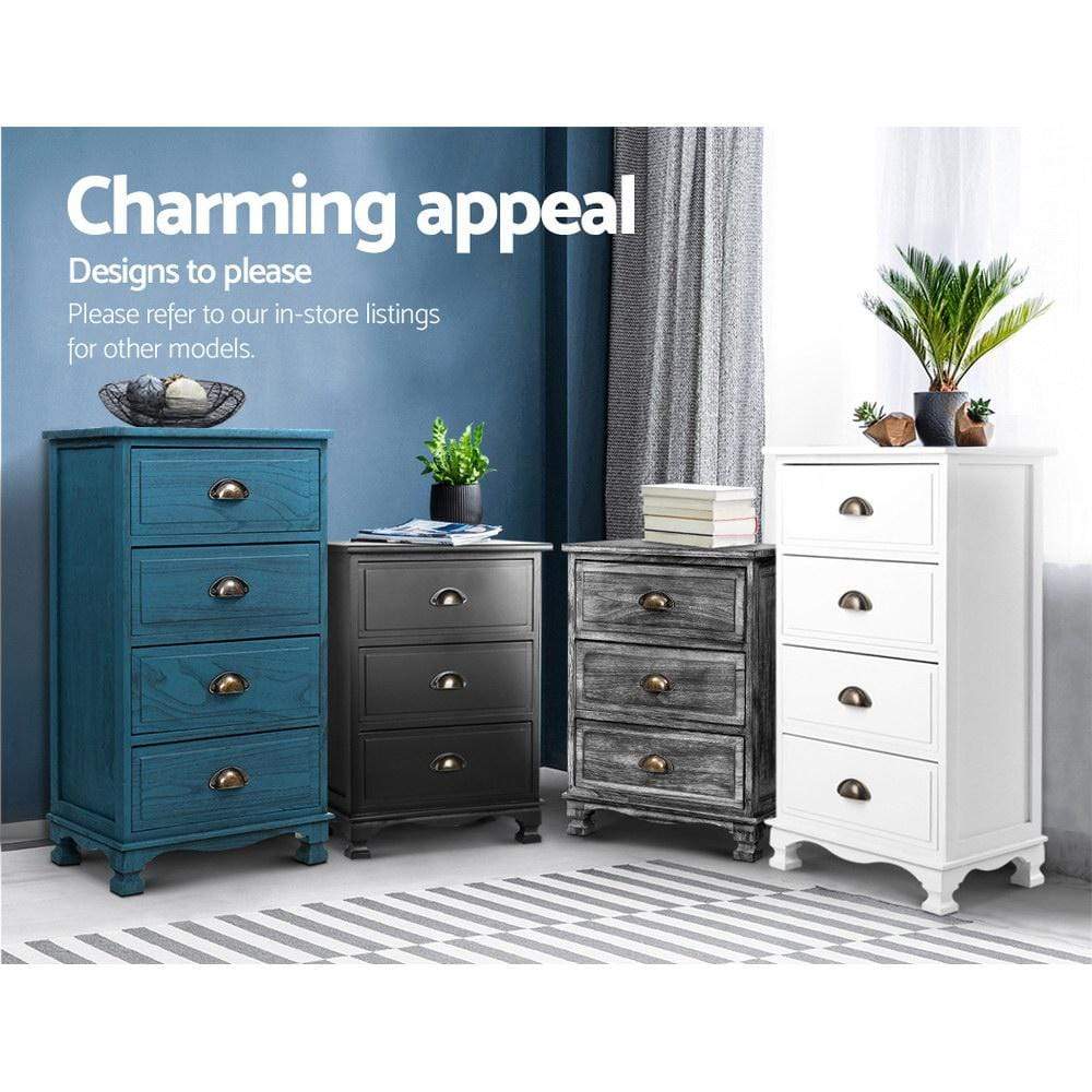 Artiss Bedside Tables Drawers Side Table Cabinet Vintage Blue Storage Nightstand - Newstart Furniture