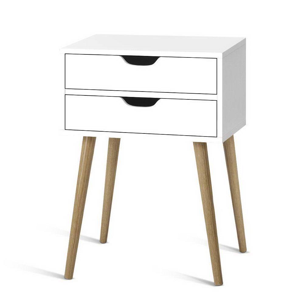 Artiss Bedside Tables Drawers Side Table Nightstand Wood Storage Cabinet White - Newstart Furniture