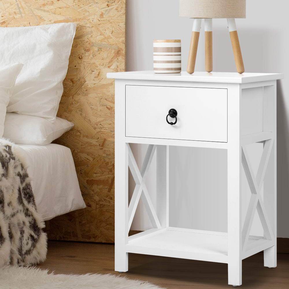 Artiss Set of 2 Bedside Tables Drawers Side Table Nightstand Lamp Chest Unit Cabinet - Newstart Furniture