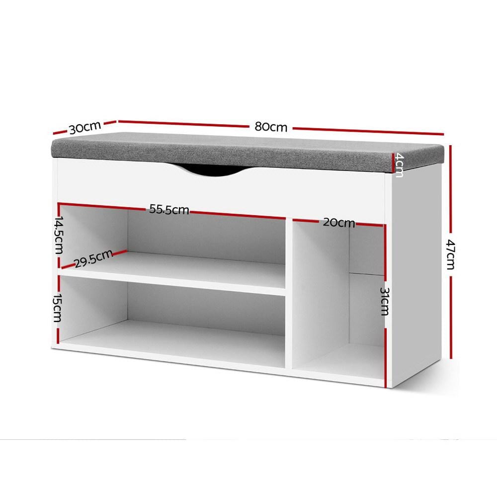 Artiss Shoe Cabinet Bench Shoes Organiser Storage Rack Shelf White Cupboard Box - Newstart Furniture