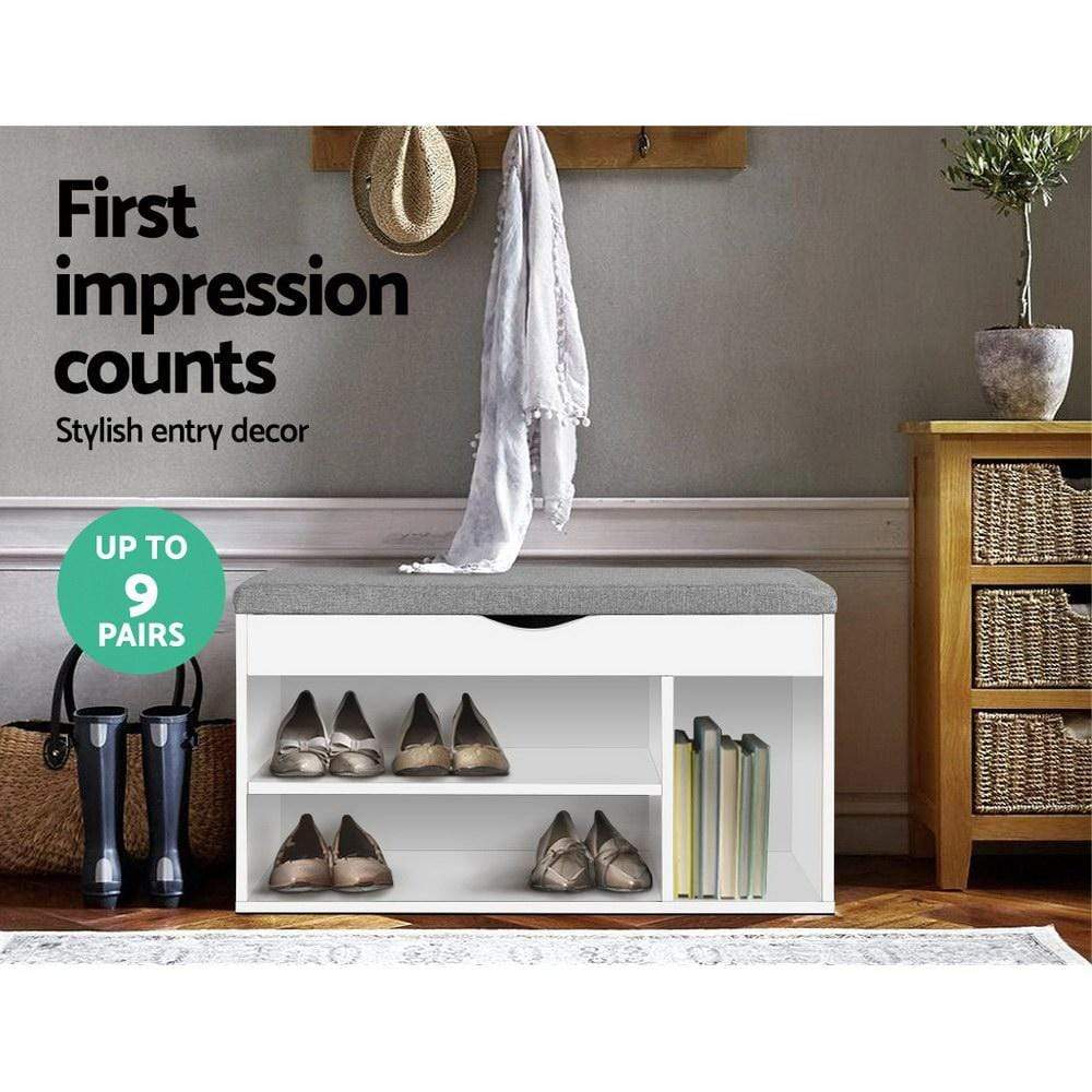 Artiss Shoe Cabinet Bench Shoes Organiser Storage Rack Shelf White Cupboard Box - Newstart Furniture