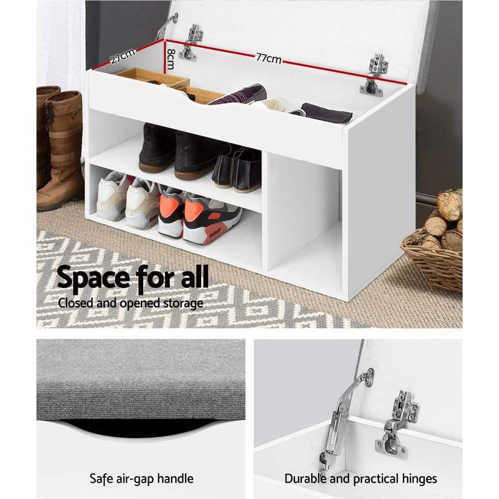 Artiss Shoe Cabinet Bench Shoes Organiser Storage Rack Shelf White Cupboard Box - Newstart Furniture