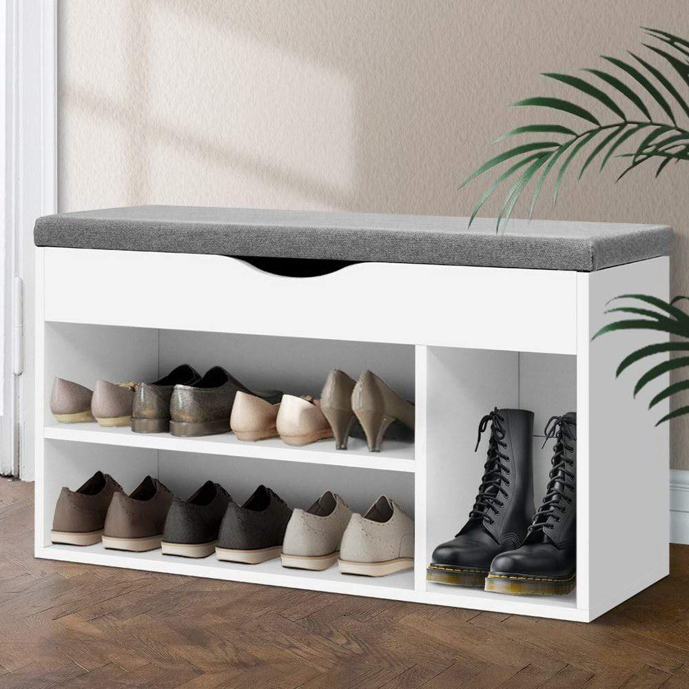 Artiss Shoe Cabinet Bench Shoes Organiser Storage Rack Shelf White Cupboard Box - Newstart Furniture