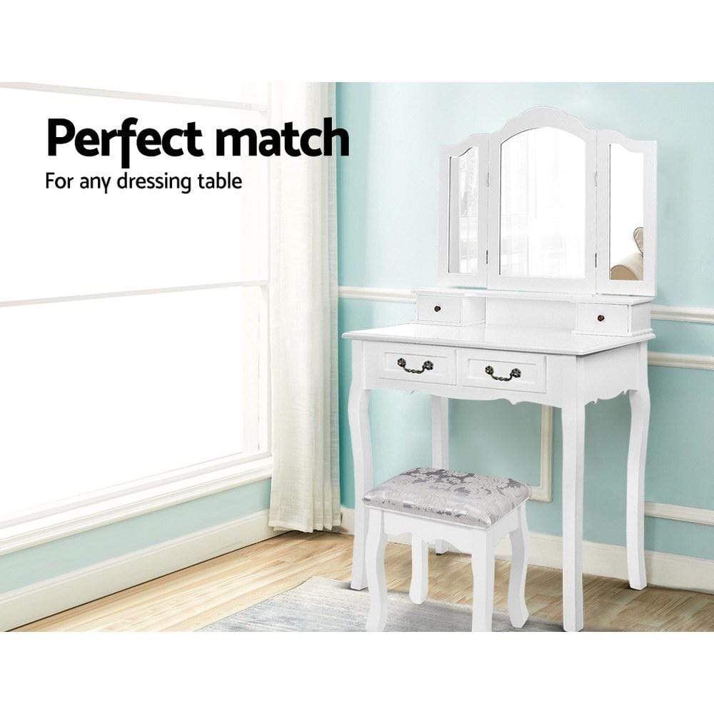 Artiss Dressing Table Stool Bedroom White Make Up Chair Fabric Furniture - Newstart Furniture