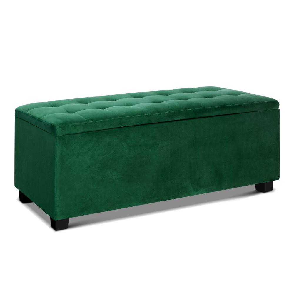 Artiss Storage Ottoman Blanket Box Velvet Foot Stool Rest Chest Couch Toy Green - Newstart Furniture