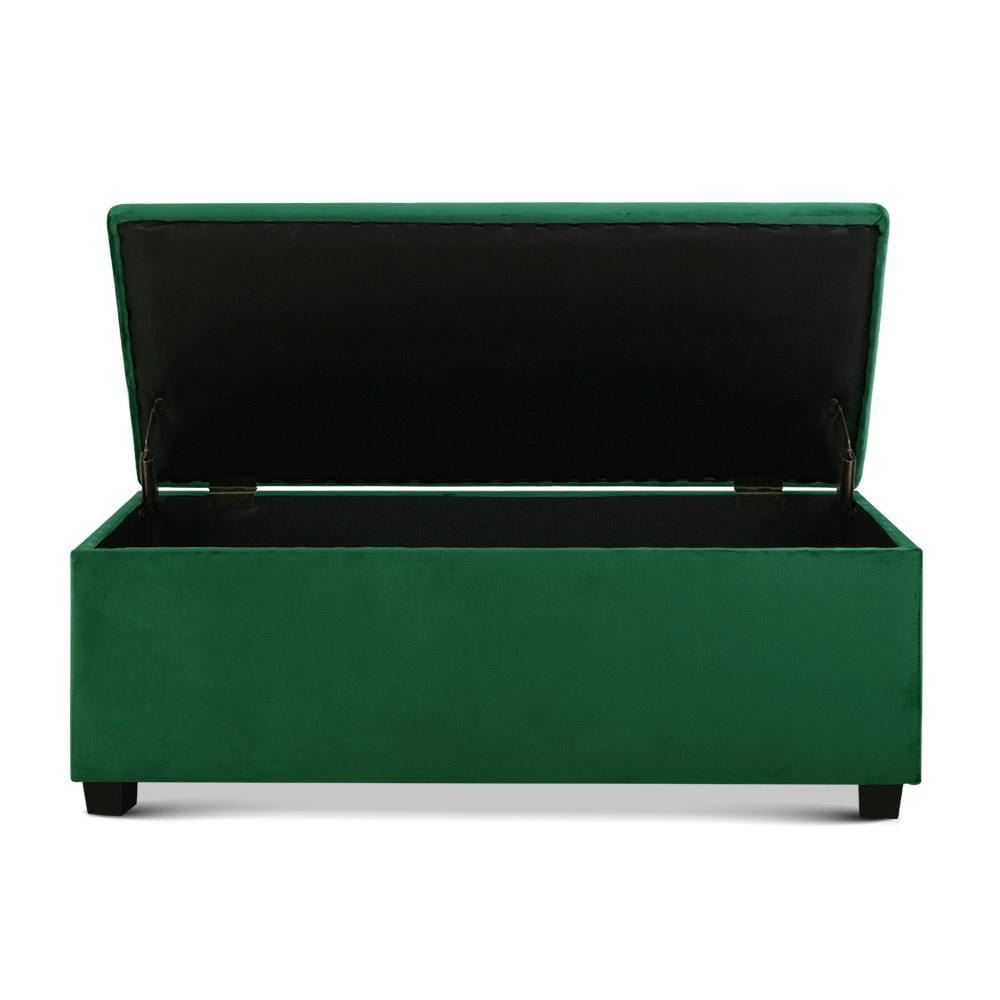 Artiss Storage Ottoman Blanket Box Velvet Foot Stool Rest Chest Couch Toy Green - Newstart Furniture