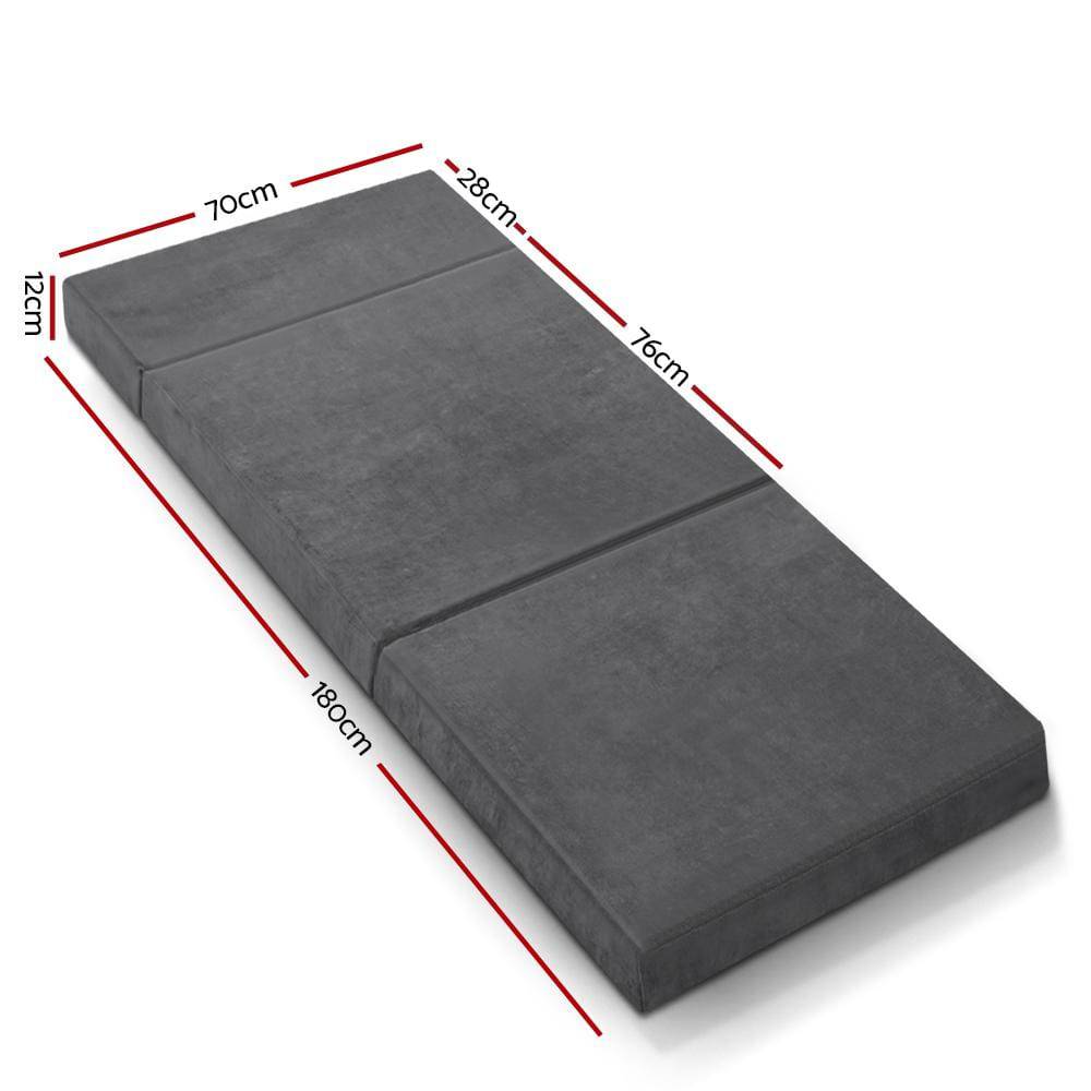 Giselle Bedding Folding Foam Portable Mattress Grey - Newstart Furniture