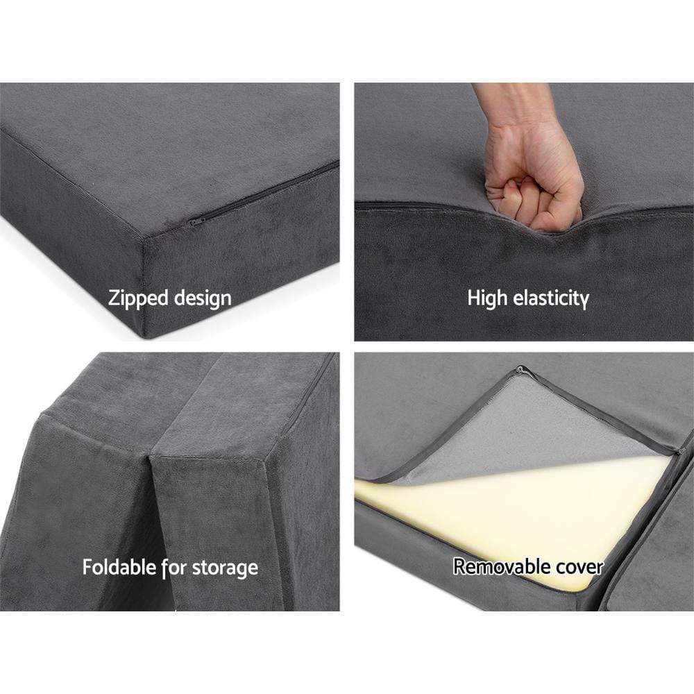 Giselle Bedding Folding Foam Portable Mattress Grey - Newstart Furniture