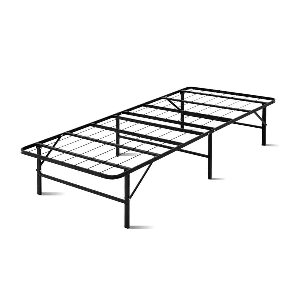 Artiss Foldable Single Metal Bed Frame - Black - Newstart Furniture