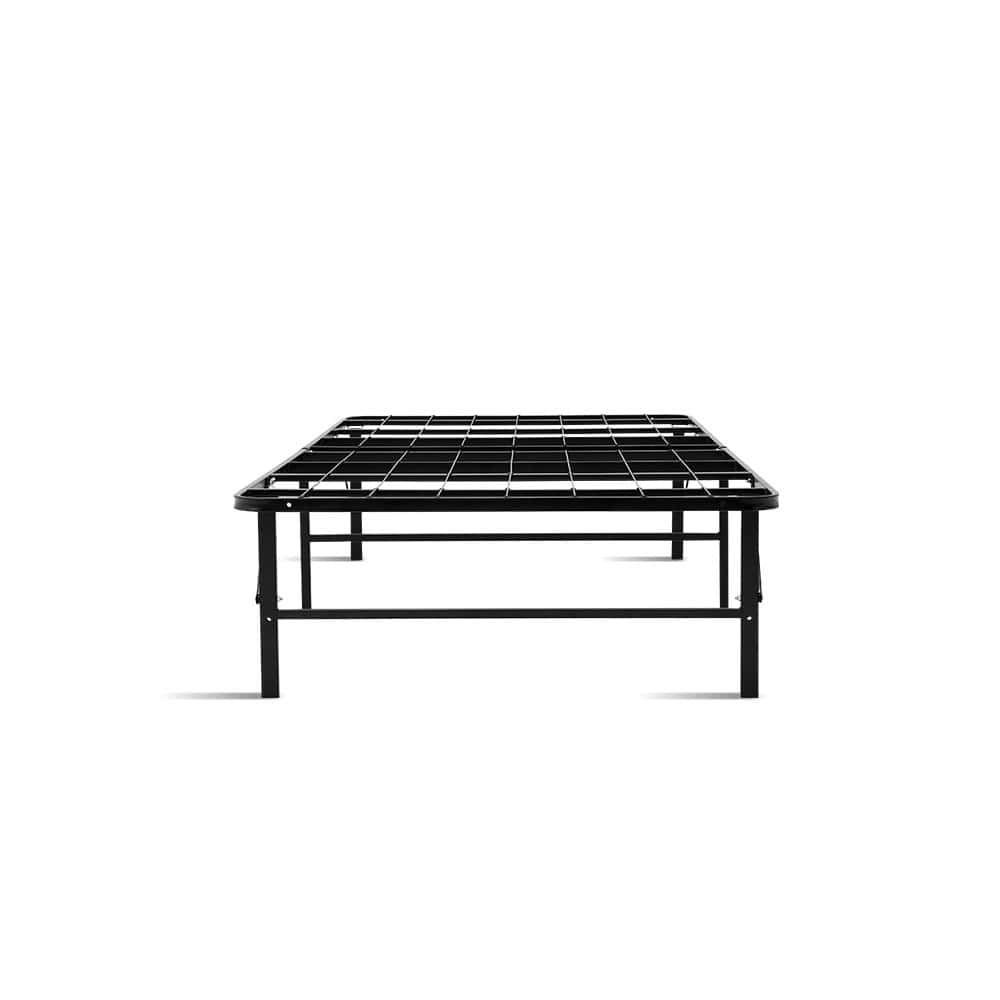 Artiss Foldable Single Metal Bed Frame - Black - Newstart Furniture