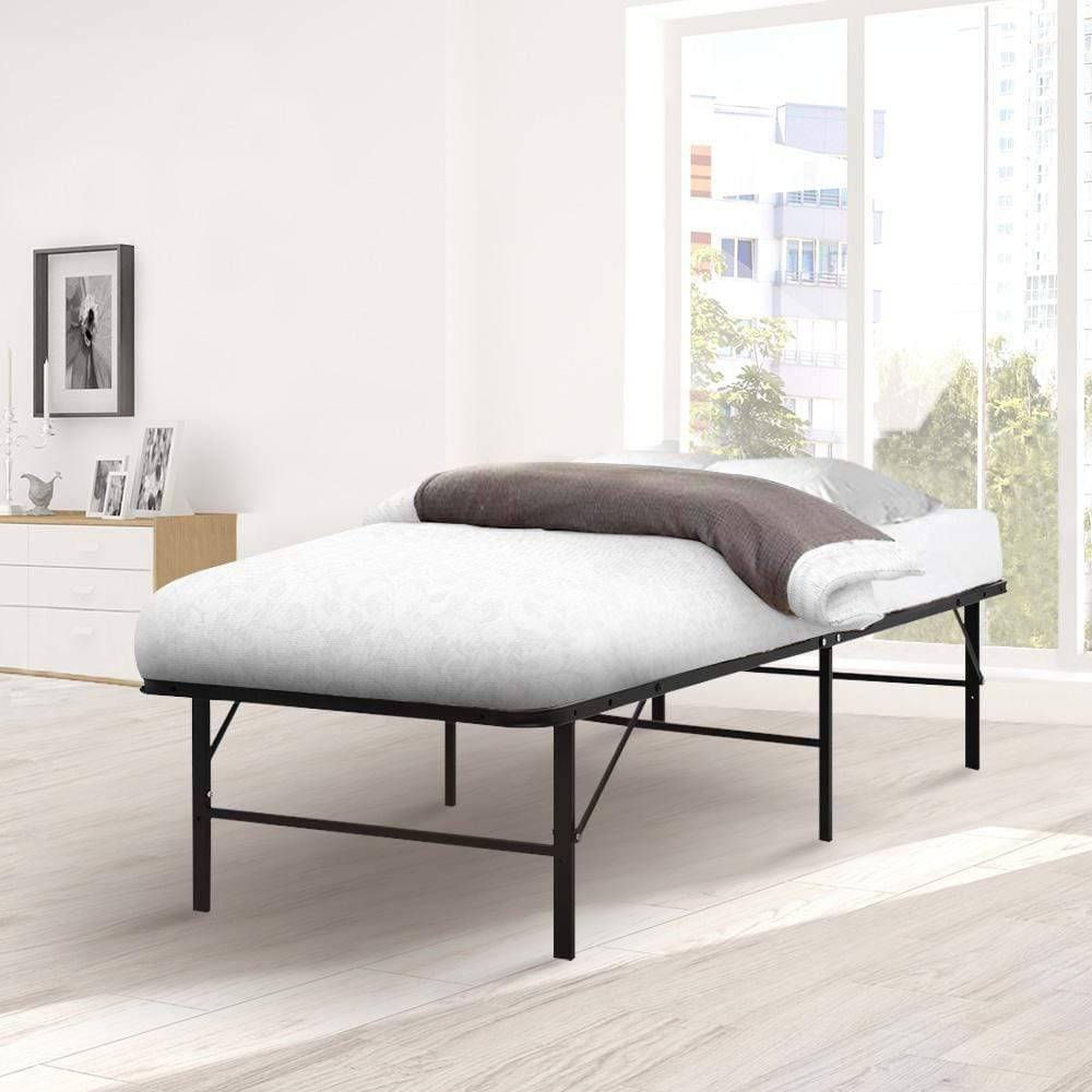 Artiss Foldable Single Metal Bed Frame - Black - Newstart Furniture