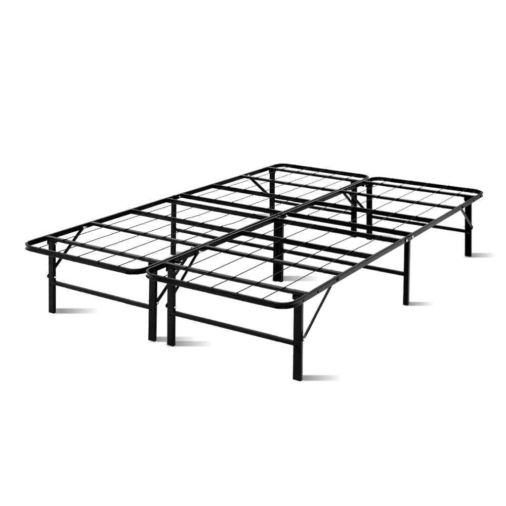 Artiss Folding Double Metal Bed Frame - Black - Newstart Furniture