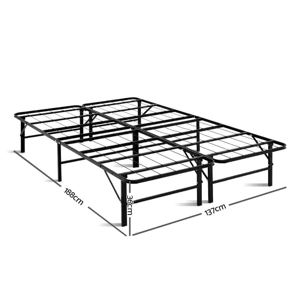 Artiss Folding Double Metal Bed Frame - Black - Newstart Furniture