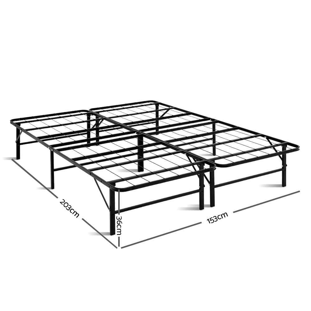 Artiss Folding Queen Metal Bed Frame - Black - Newstart Furniture