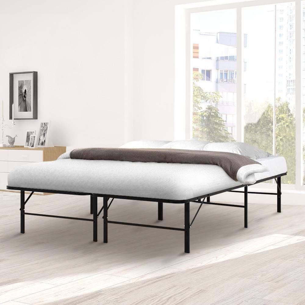Artiss Folding Queen Metal Bed Frame - Black - Newstart Furniture