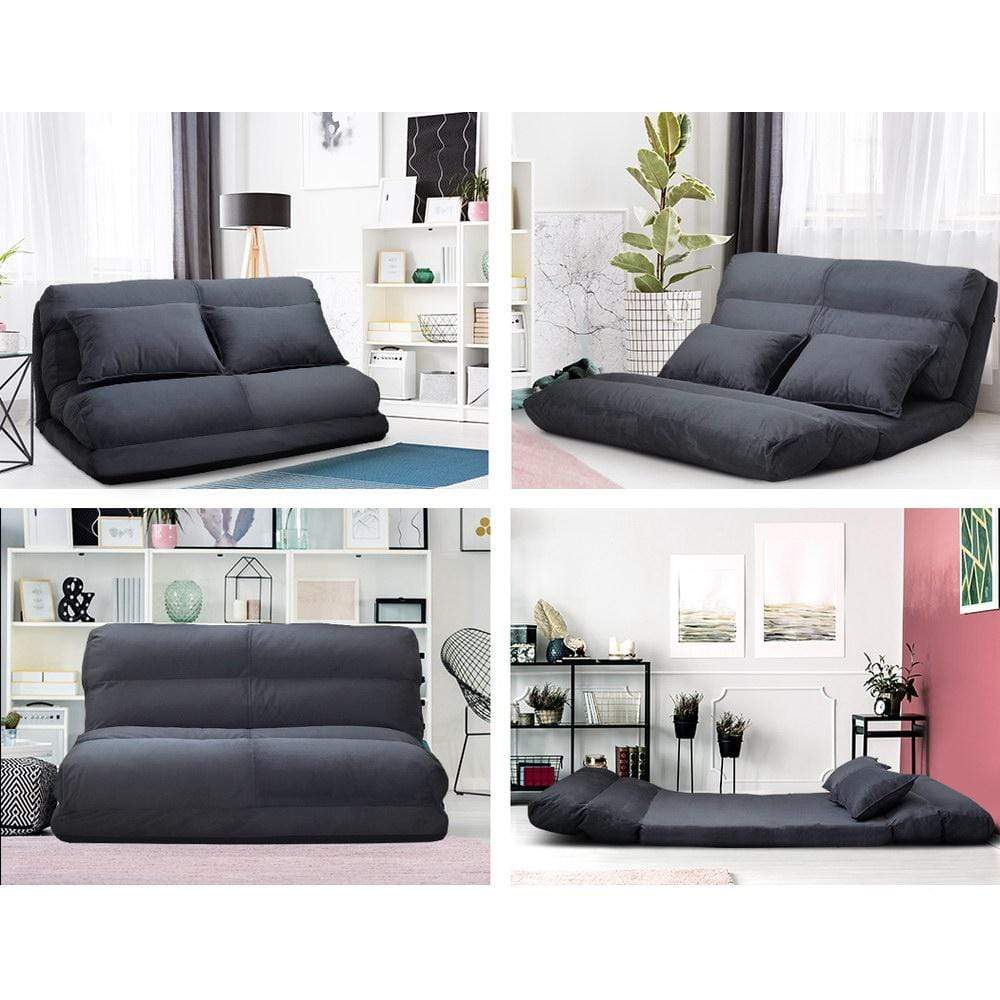 Artiss Lounge Sofa Bed Floor Recliner Chaise Chair Folding Adjustable Suede - Newstart Furniture