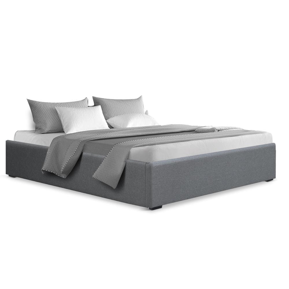 Artiss Double Full Size Gas Lift Bed Frame Base With Storage Platform Fabric - Newstart Furniture