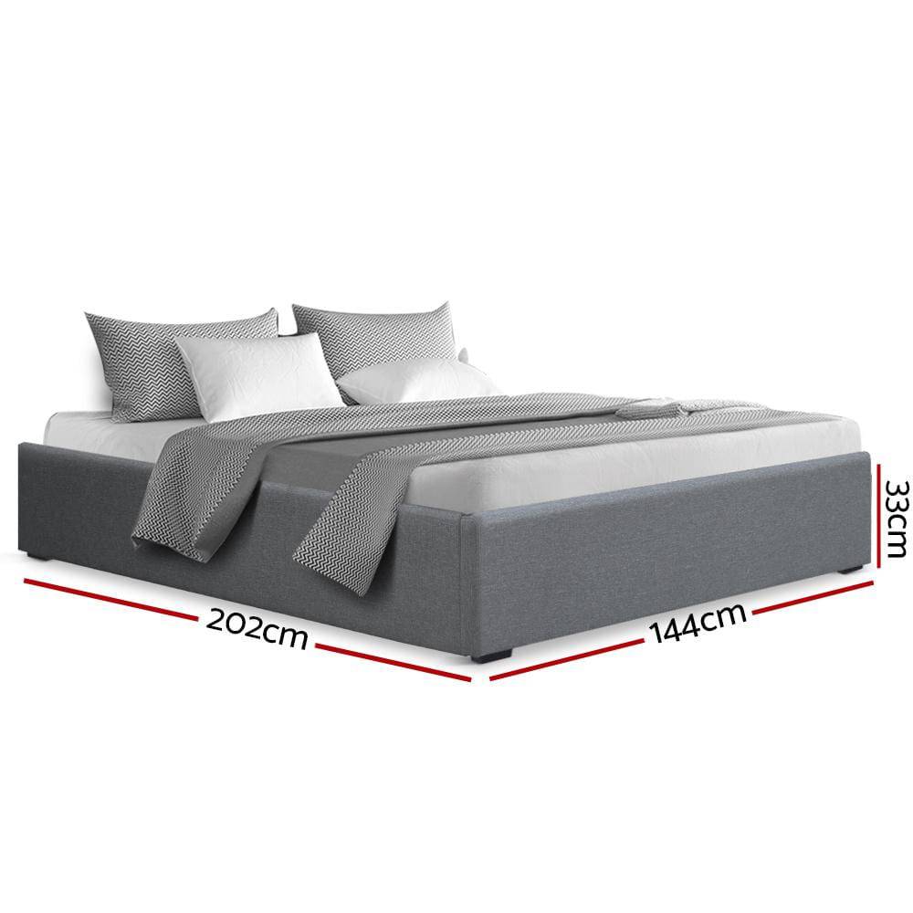 Artiss Double Full Size Gas Lift Bed Frame Base With Storage Platform Fabric - Newstart Furniture