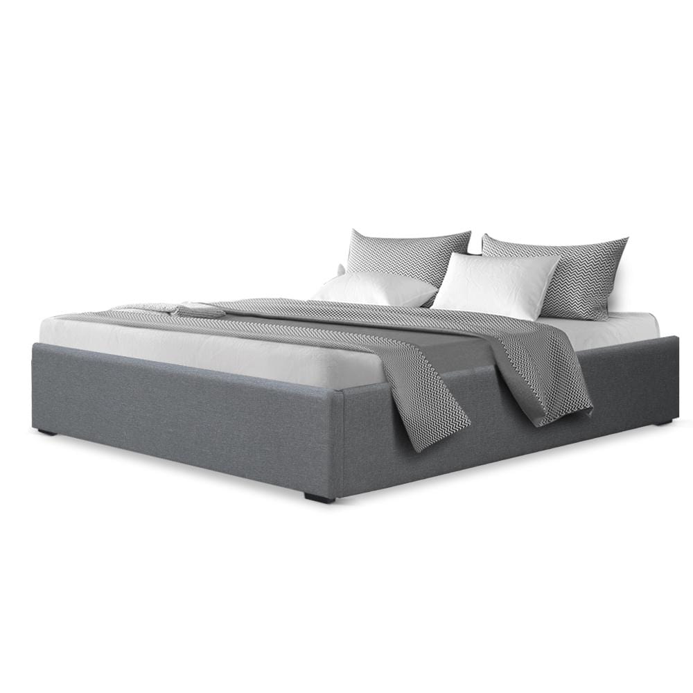 Artiss Double Full Size Gas Lift Bed Frame Base With Storage Platform Fabric - Newstart Furniture