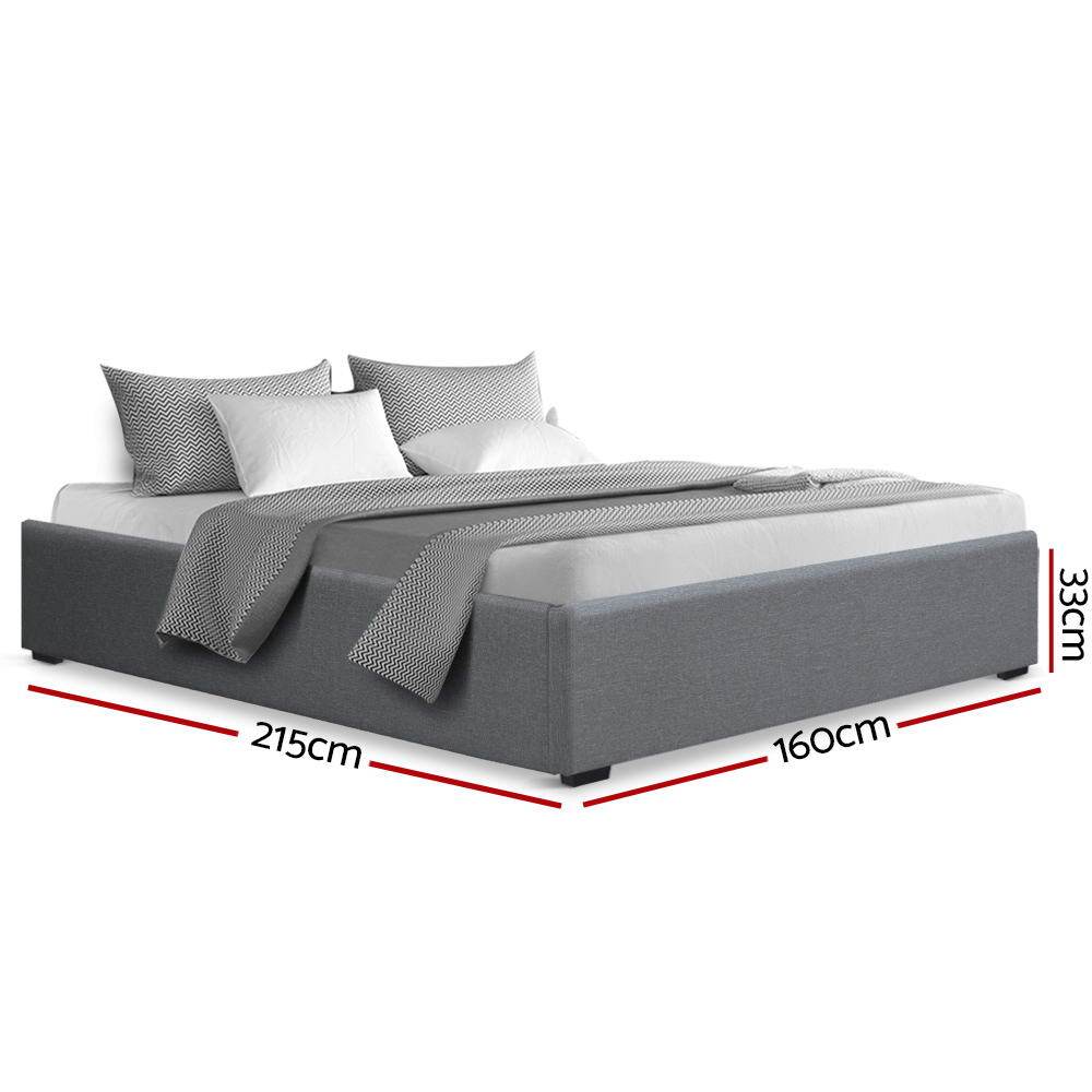 Artiss Queen Size Gas Lift Bed Frame Base With Storage Platform Fabric - Newstart Furniture