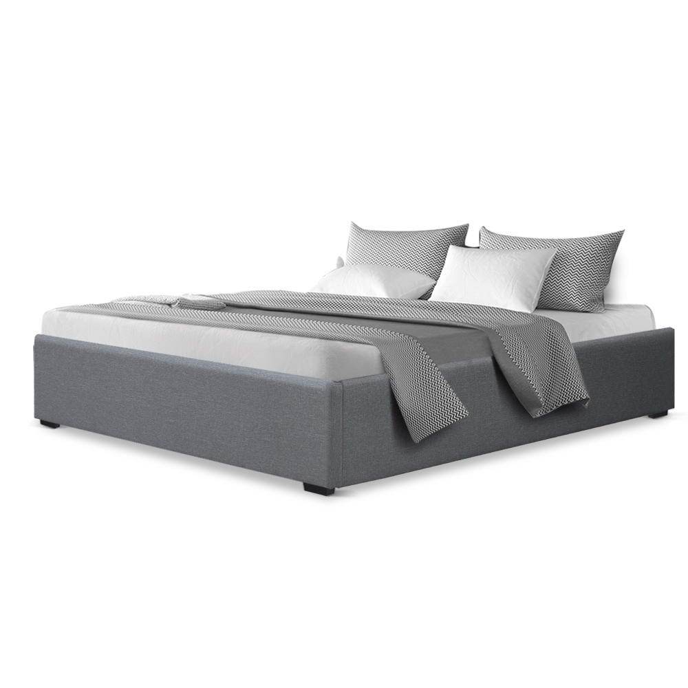 Artiss Queen Size Gas Lift Bed Frame Base With Storage Platform Fabric - Newstart Furniture