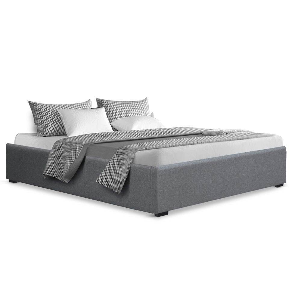 Artiss Queen Size Gas Lift Bed Frame Base With Storage Platform Fabric - Newstart Furniture