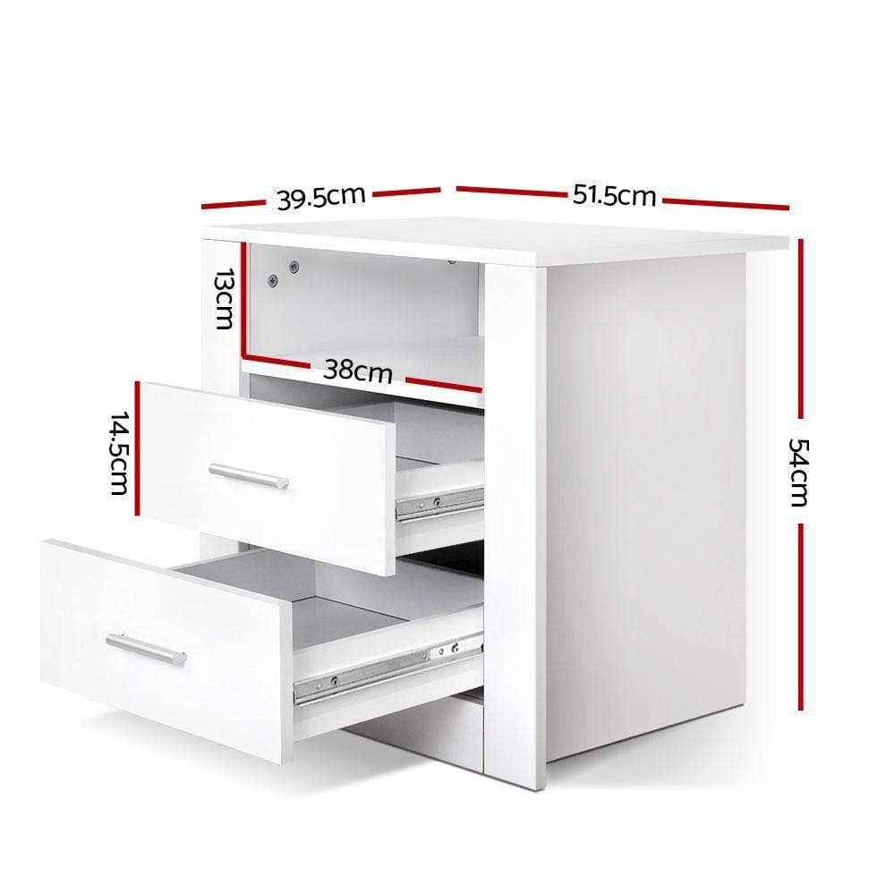 Artiss Bedside Tables Drawers Storage Cabinet Drawers Side Table White - Newstart Furniture