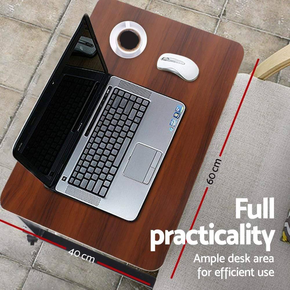 Artiss Laptop Table Desk Portable - Dark Wood - Newstart Furniture