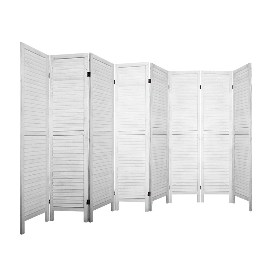 Artiss Room Divider Screen 8 Panel Privacy Wood Dividers Stand Bed Timber White - Newstart Furniture