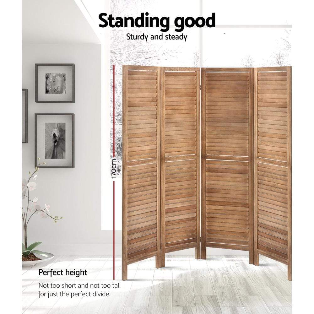 Artiss Room Divider Screen 8 Panel Privacy Wood Dividers Stand Bed Timber Brown - Newstart Furniture