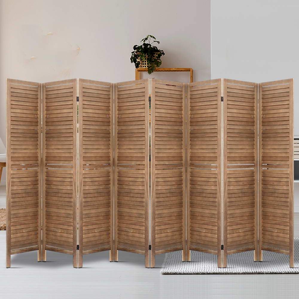 Artiss Room Divider Screen 8 Panel Privacy Wood Dividers Stand Bed Timber Brown - Newstart Furniture