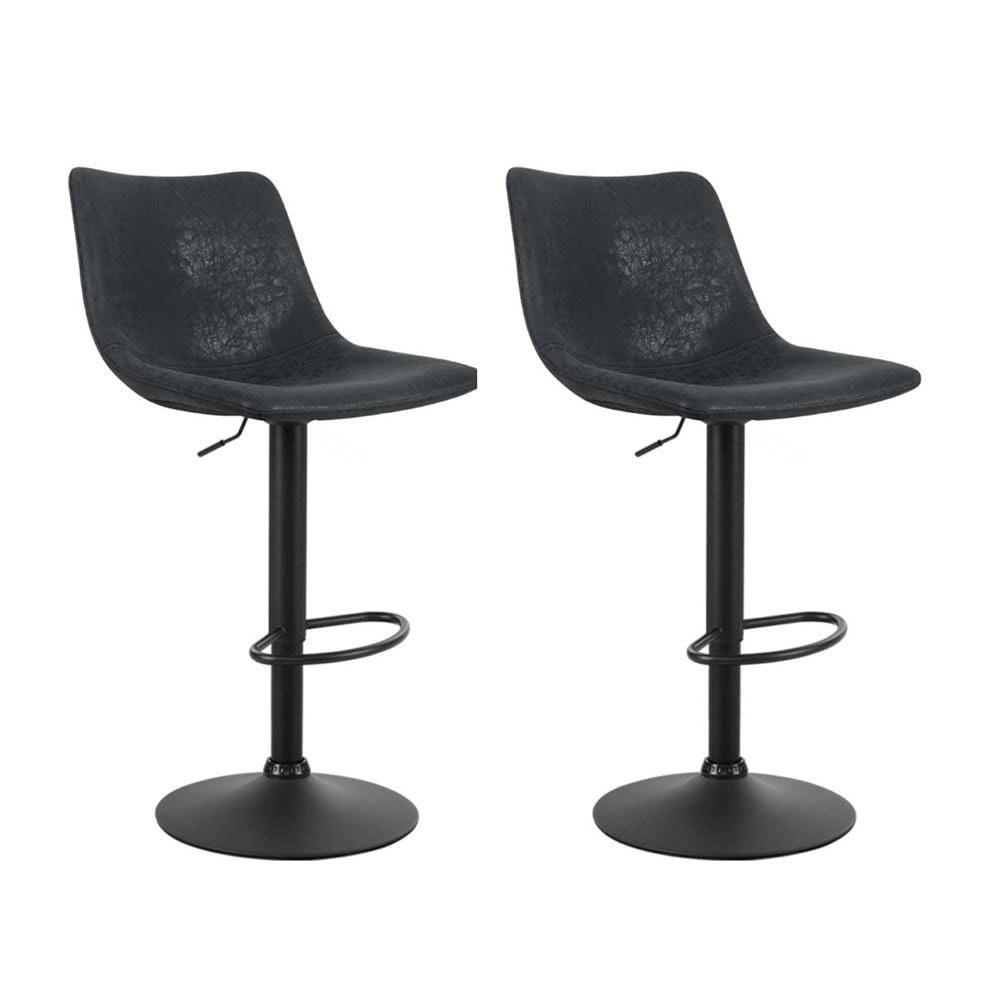 Artiss Set of 2 Bar Stools Gas Lift- Black - Newstart Furniture