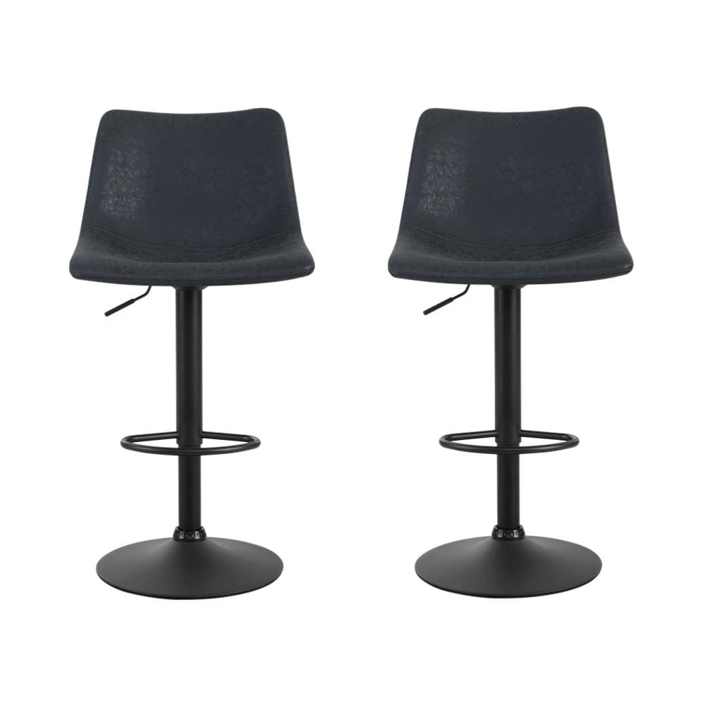 Artiss Set of 2 Bar Stools Gas Lift- Black - Newstart Furniture