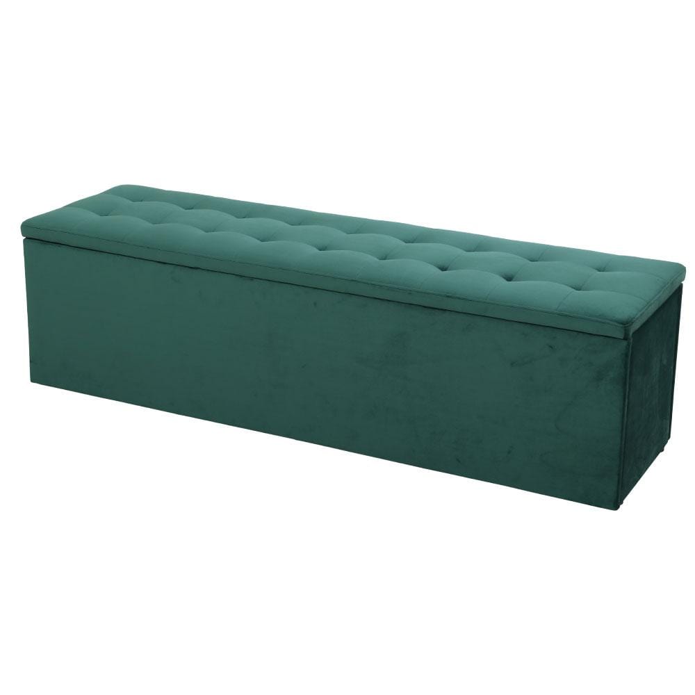 Artiss Storage Ottoman Blanket Box Velvet Foot Stool Rest Chest Couch Green - Newstart Furniture